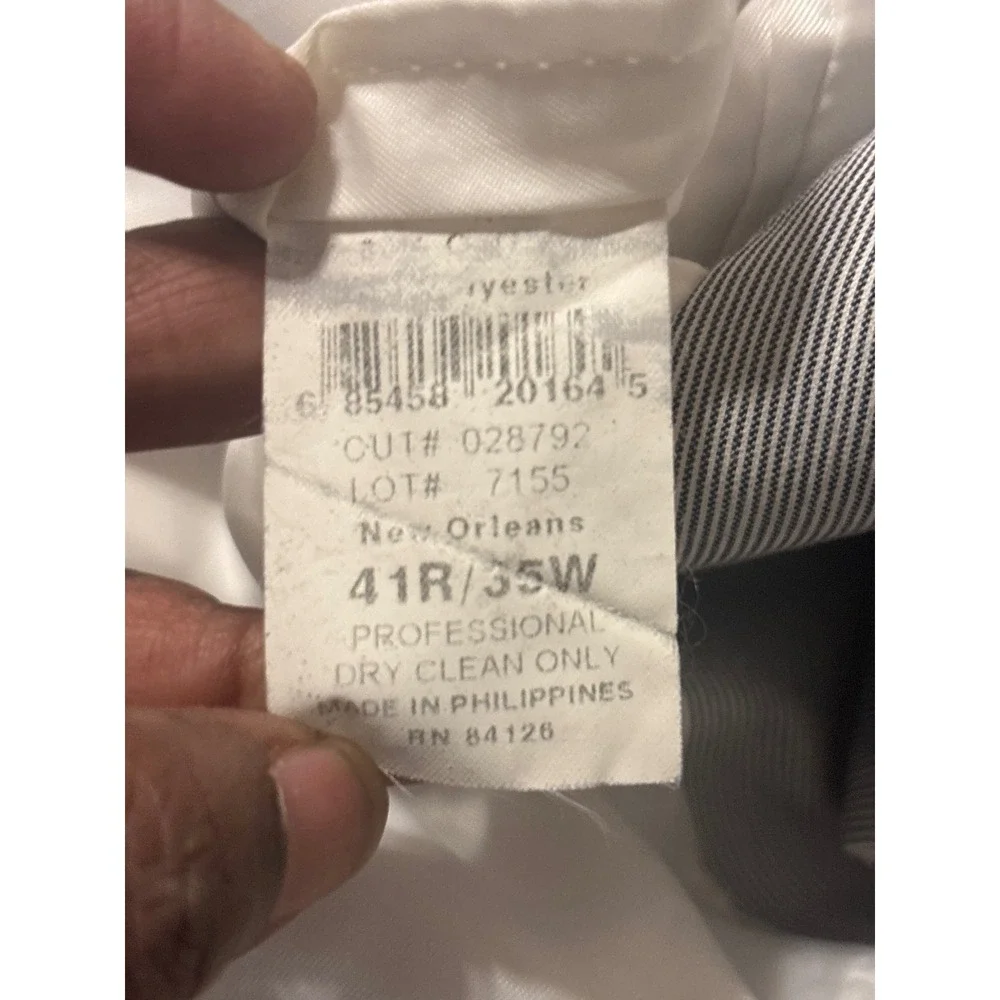 Haspel Seersucker Blazer Mens 42L Grey Striped  2-Button